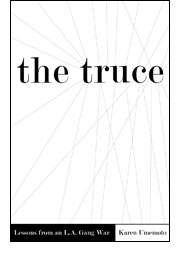 The Truce cover is a stark black and white cover with lines.
