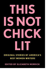 The cover of This is Not Chick Lit. A black cover with no image, only large capital letters in bright pink against a black background.