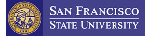 The new University logo which features the date of SF State's founding, 1899, the Golden Gate Bridge, a hill symbolizing the Marin Headlands, a flame and a classical goddess of wisdom.