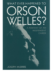 The cover of What Ever Happened to Orson Welles featuring a side profile of the legendary film director