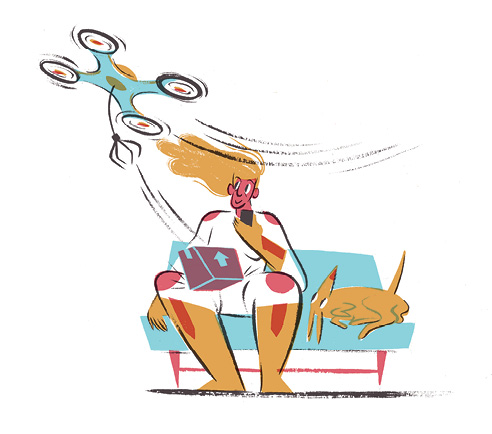 Illustration of drone delivering a package