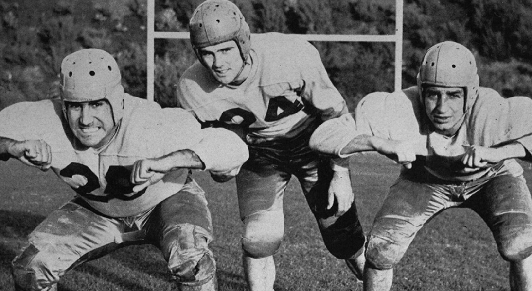 Left to right: guard Pete Perry, half Phil O’Neill and guard Izzy Pivnick