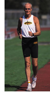 World champion racewalker Jack Bray in actionon the track at the College of Marin.