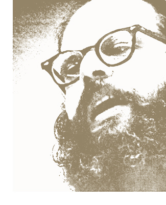 A photo illustration of Beat poet Allen Ginsberg.