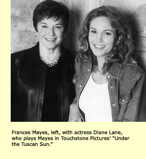 Frances Mayes standing beside actress Diane Lane.