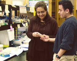 A photo of Professor Leticia Márquez-Magaña with Armando Lemus