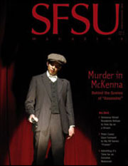 Cover of spring/summer 2004 magazine with a theatre actor on stage