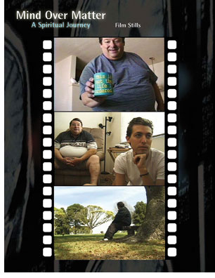 A set of film stills from the movie Mind over Matter of Scott and his father.