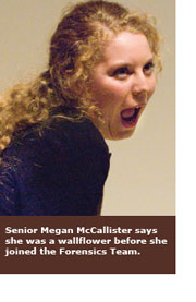 Megan McCallister curls her shoulder and growls at the camera.
