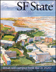 Cover of spring/summer 2008 magazine with artist's rendering of campus from above