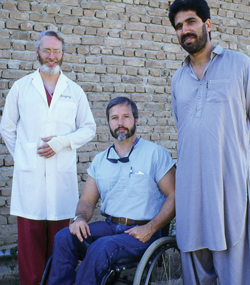 Photo of doctors (from left) Steve Murphy, Peter Galpin and Hashim Hashem who saved the life of a young girl wounded during the First Afghan War.