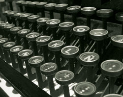 Close-up image of a typewriter keyboard
