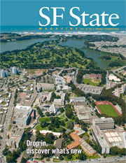 Cover of spring/summer 2010 magazine with aerial photo of campus