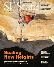 Cover of spring/summer 2019 magazine with rock climber