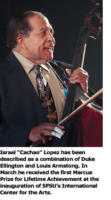Israel "Cachao" Lopez playing the bass.