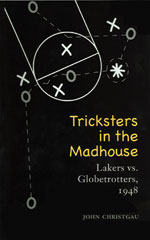 The cover of tricksters in the madhouse features a chalk outline of a basketball play