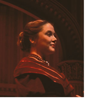 A photo of an alumna actress taken during a production at SFSU