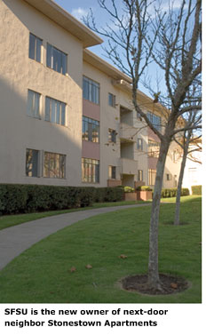 A photograph of the newly named University Park North Apartments