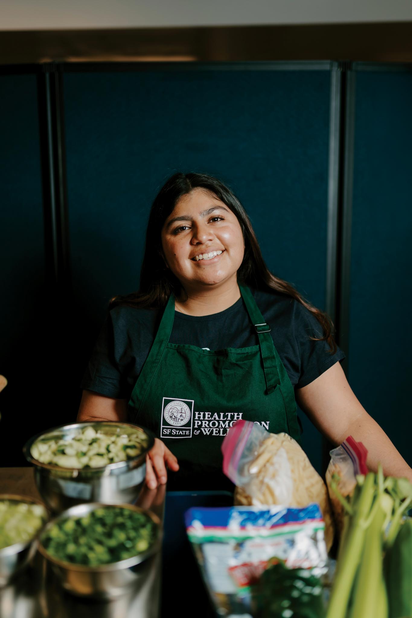 SFSU Student giving a cooking demo