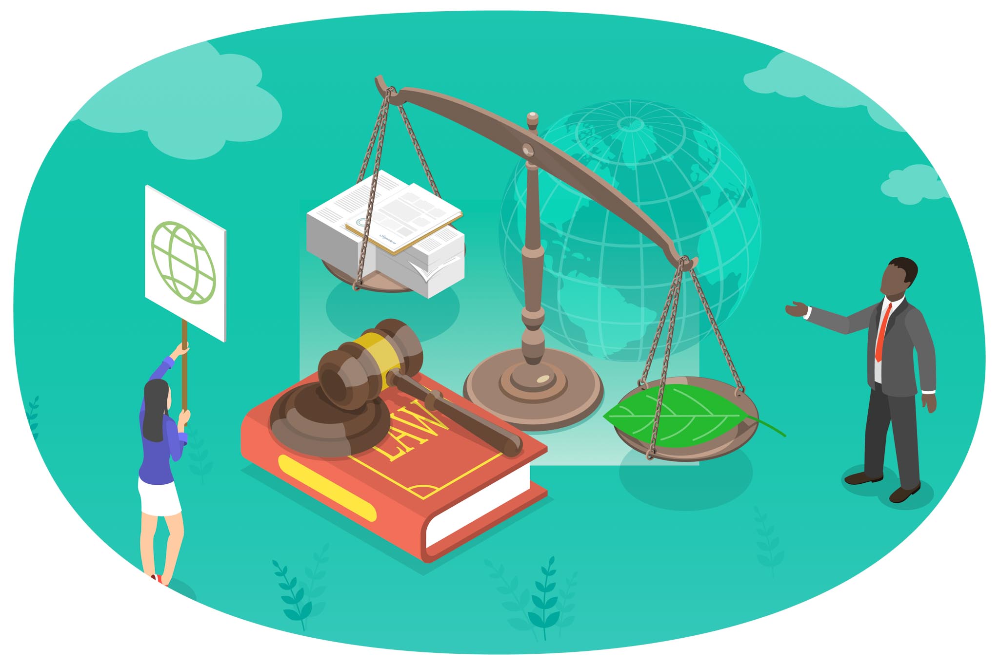 graphic illustrating balancing business with environmental best practices