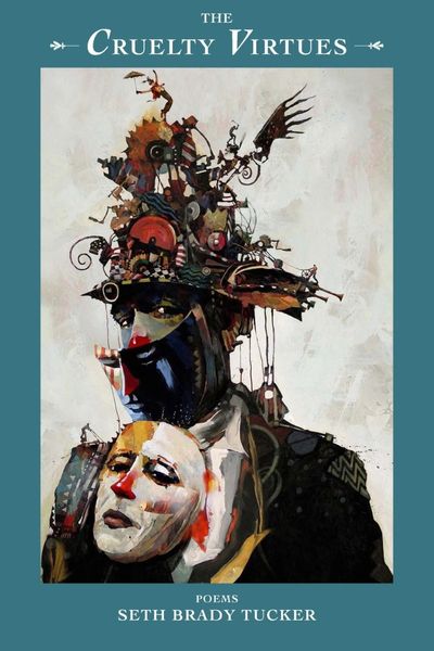 A painting of a man with mask taken off revealing abstract art face