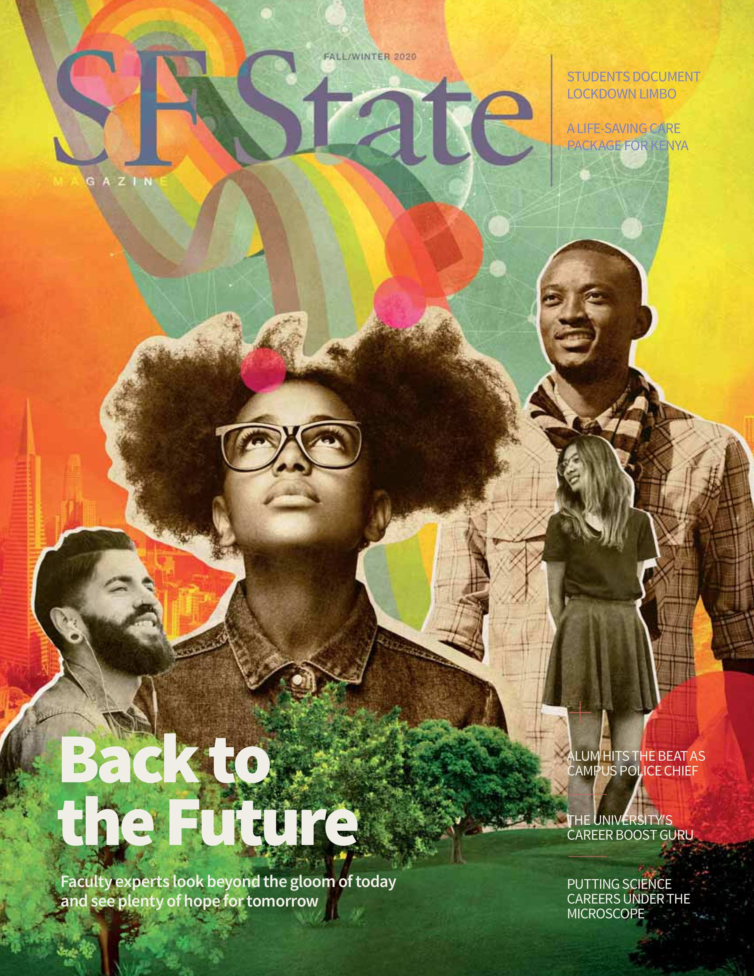 SF State Fall Winter 2020 cover featuring a collage of students