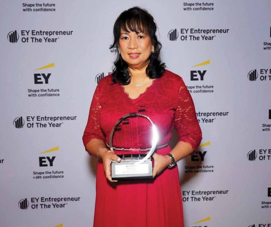 Myla Ramos shows off her award