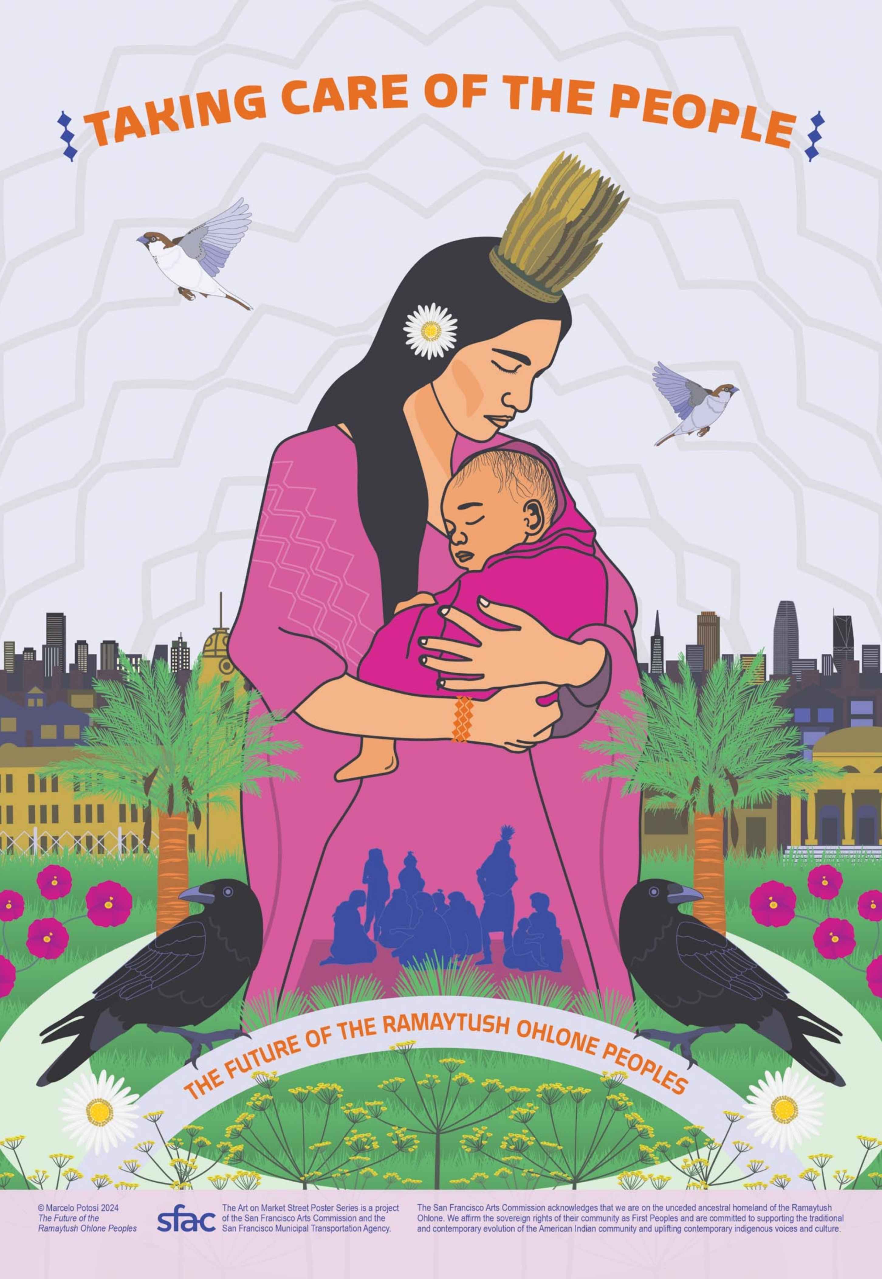2024 Art on Market Poster featuring an Indigenous mother holding her child