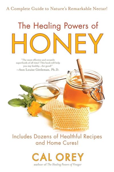 Book cover featuring honey comb and a jar of honey