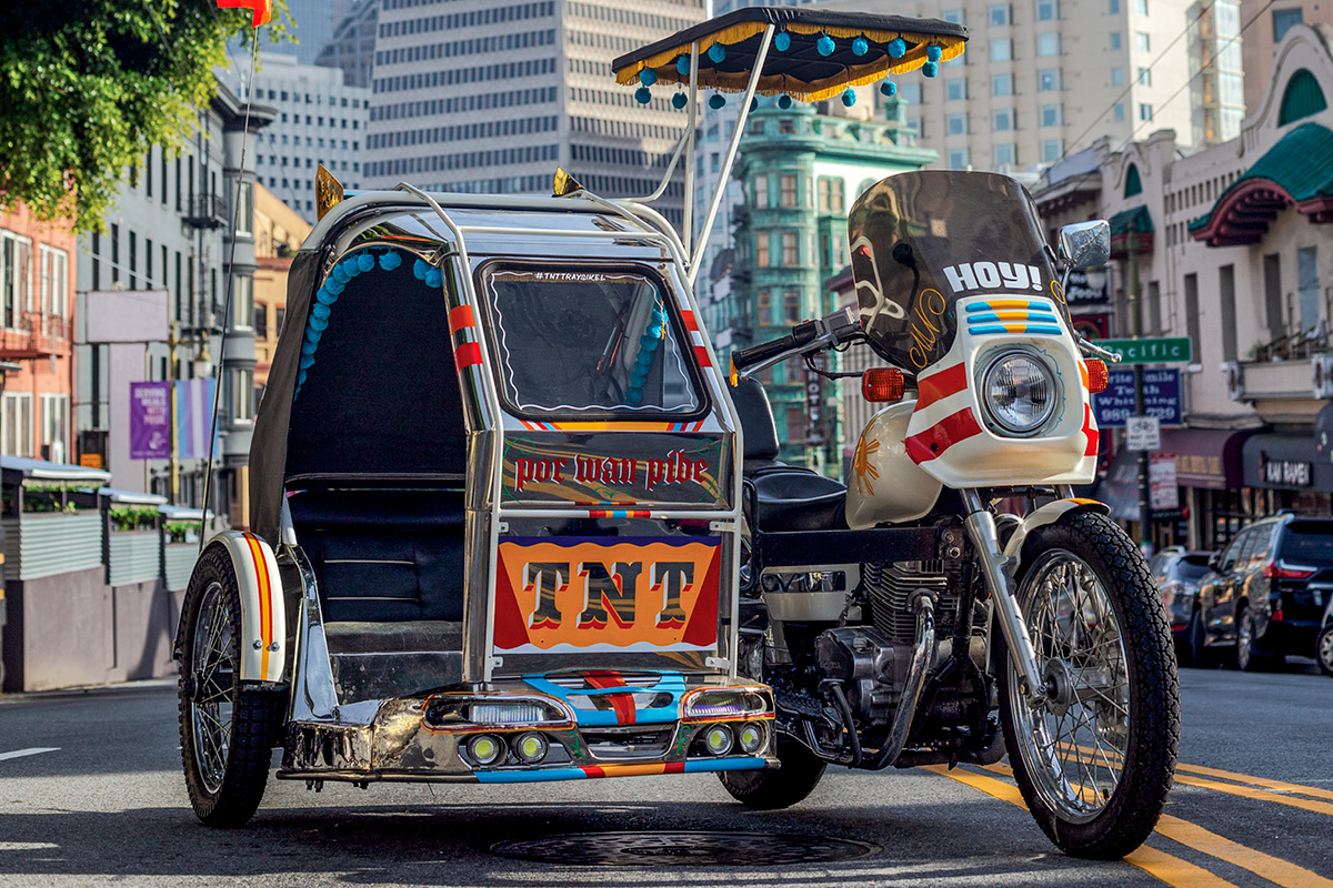 Filipino inspired "Pinoy Motorcycle" with the Downtown San Francisco in the background