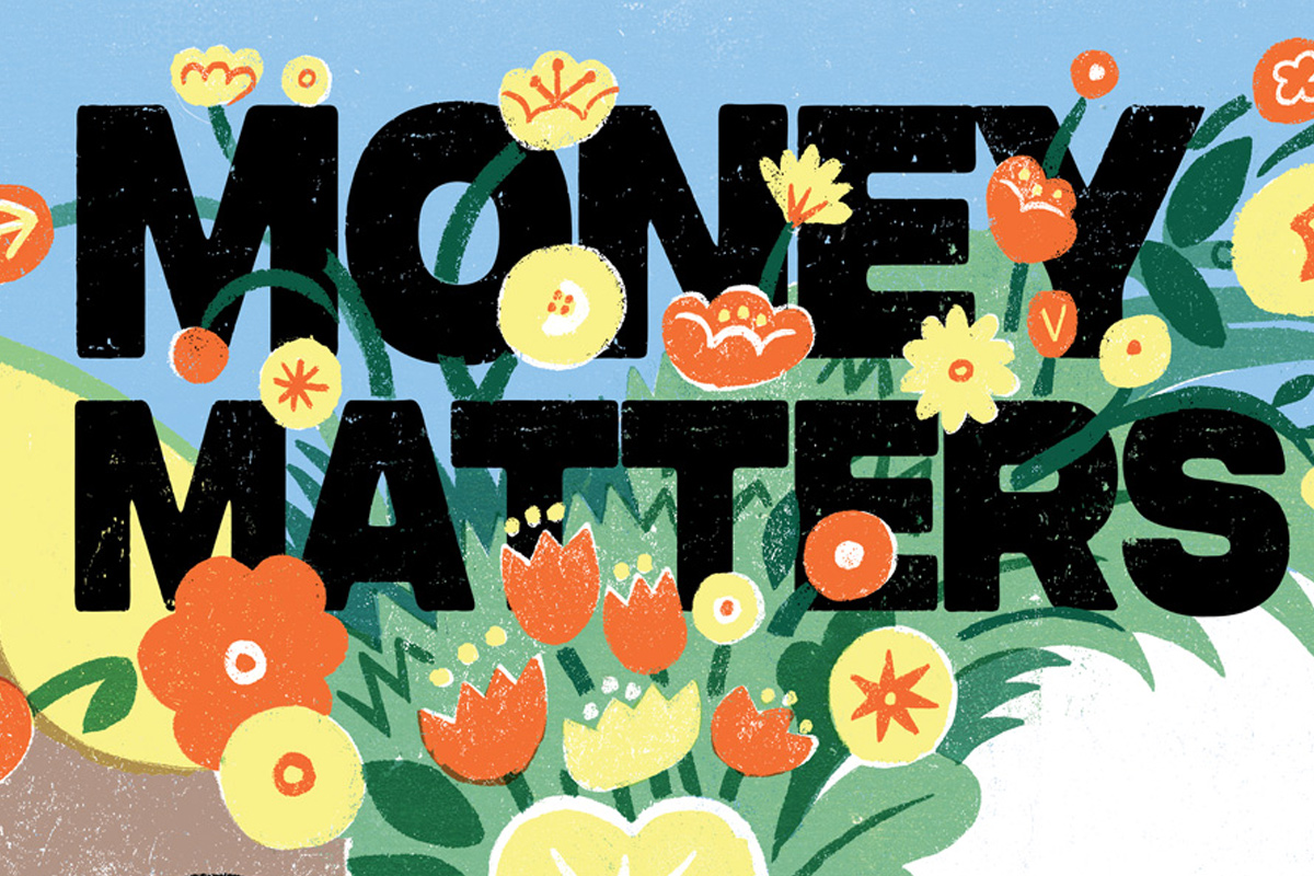 artwork with the words "Money Matters" surrounded by flowers