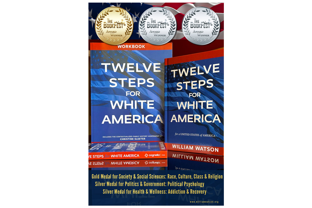 cover art of "Twelve Steps for White America" showing an American flag