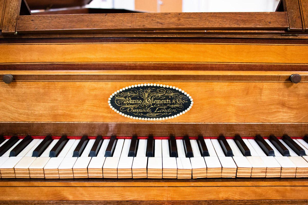 a closeup of The Clementi Fortepiano