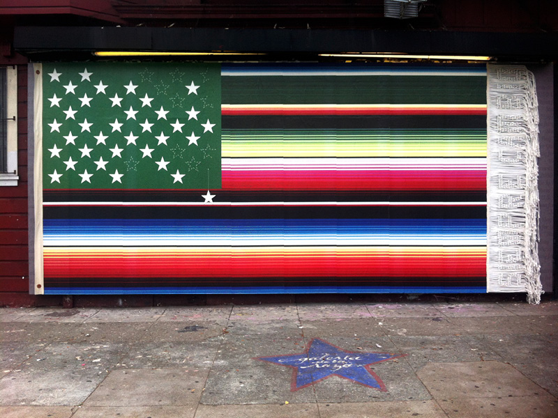 Art Piece: American flag with altered colors and stars