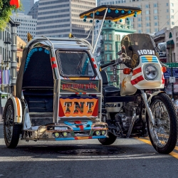Filipino inspired "Pinoy Motorcycle" with the Downtown San Francisco in the background